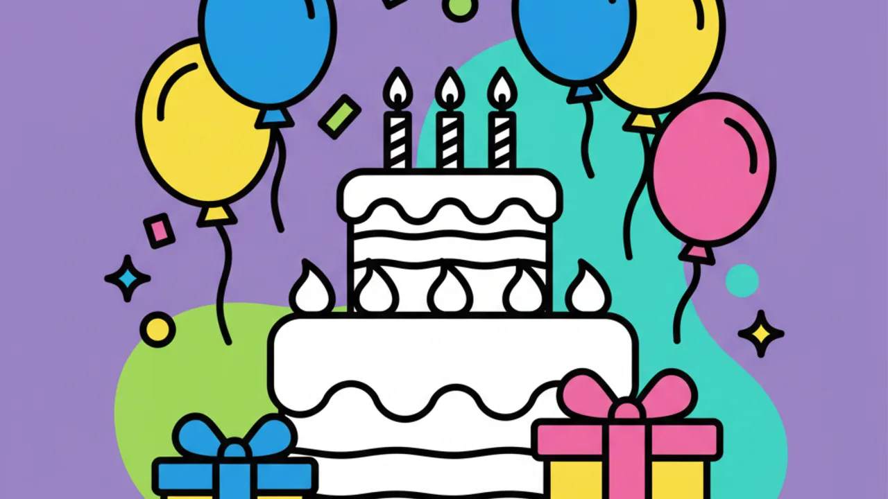 Páginas de Colorir de Festa de Aniversário e Bolos