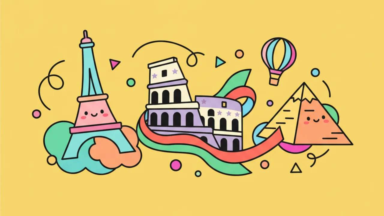Atividades de Colorir: Monumentos Famosos em Versão Fofa