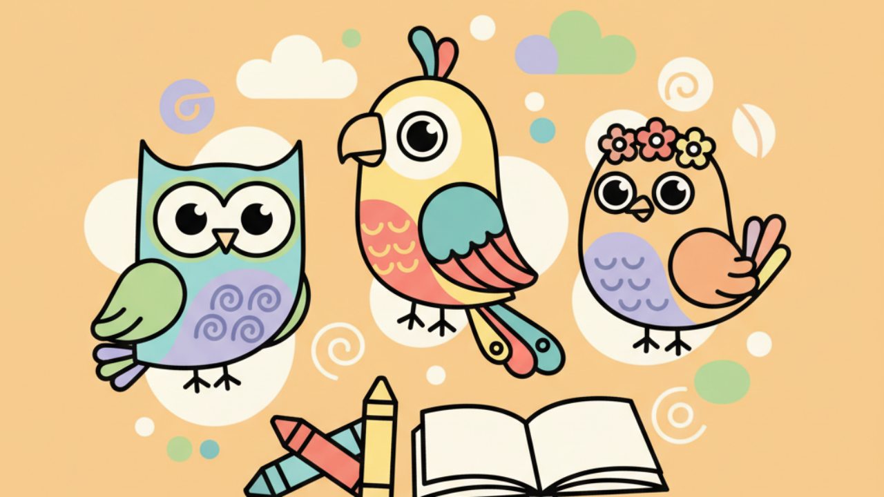 Aves Fofas para Colorir: Atividades Infantis Educativas