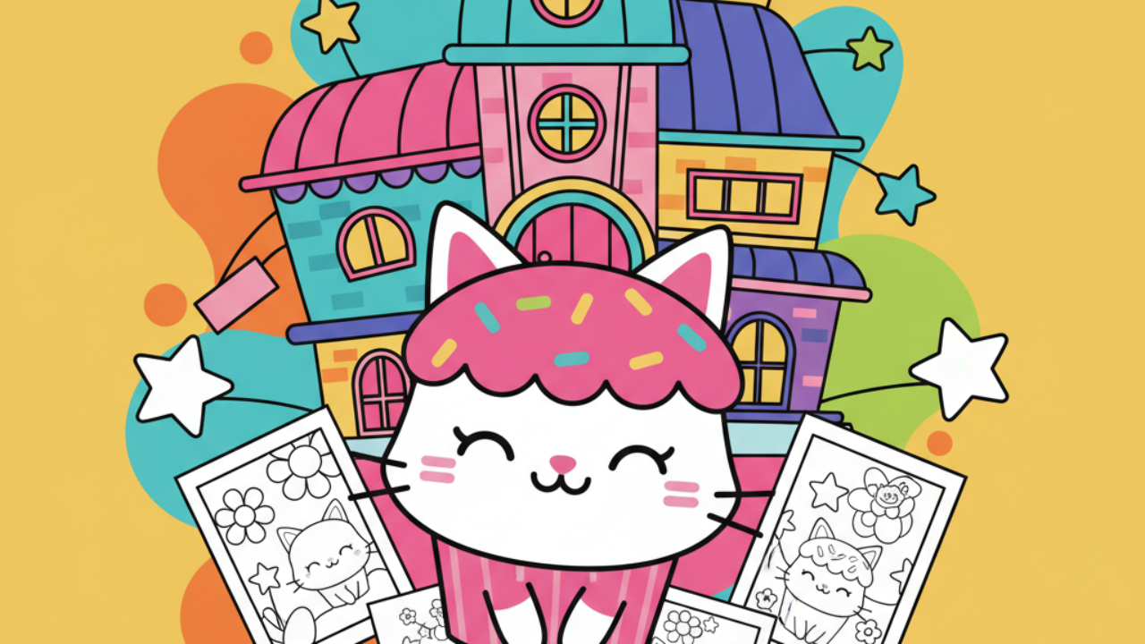 A Casa Mágica da Gabby: Desenhos do Bolo Gato para Colorir