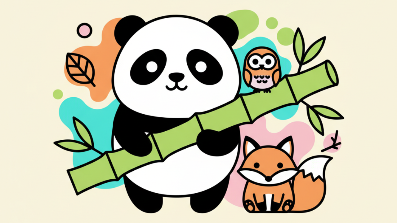 Desenhos para Colorir de Pandas Kwaii e Animais da Floresta