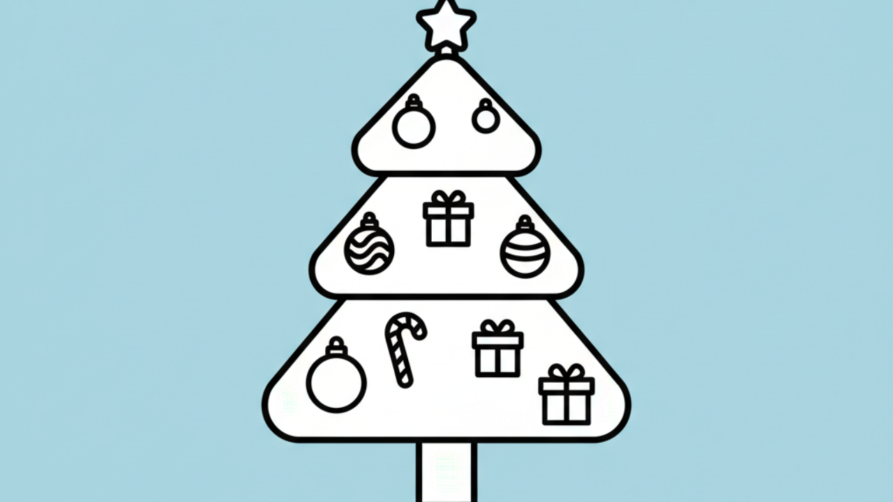 Desenhos Educativos: Árvore de Natal Fofa para Colorir