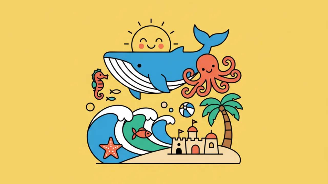 Desenhos de Animais Marinhos e Praia para Pintar em Outubro