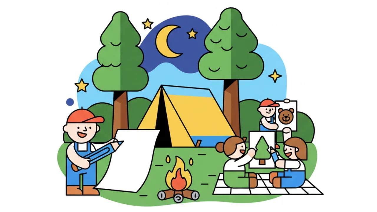 Desenhos Educativos de Acampamento para Crianças Colorirem