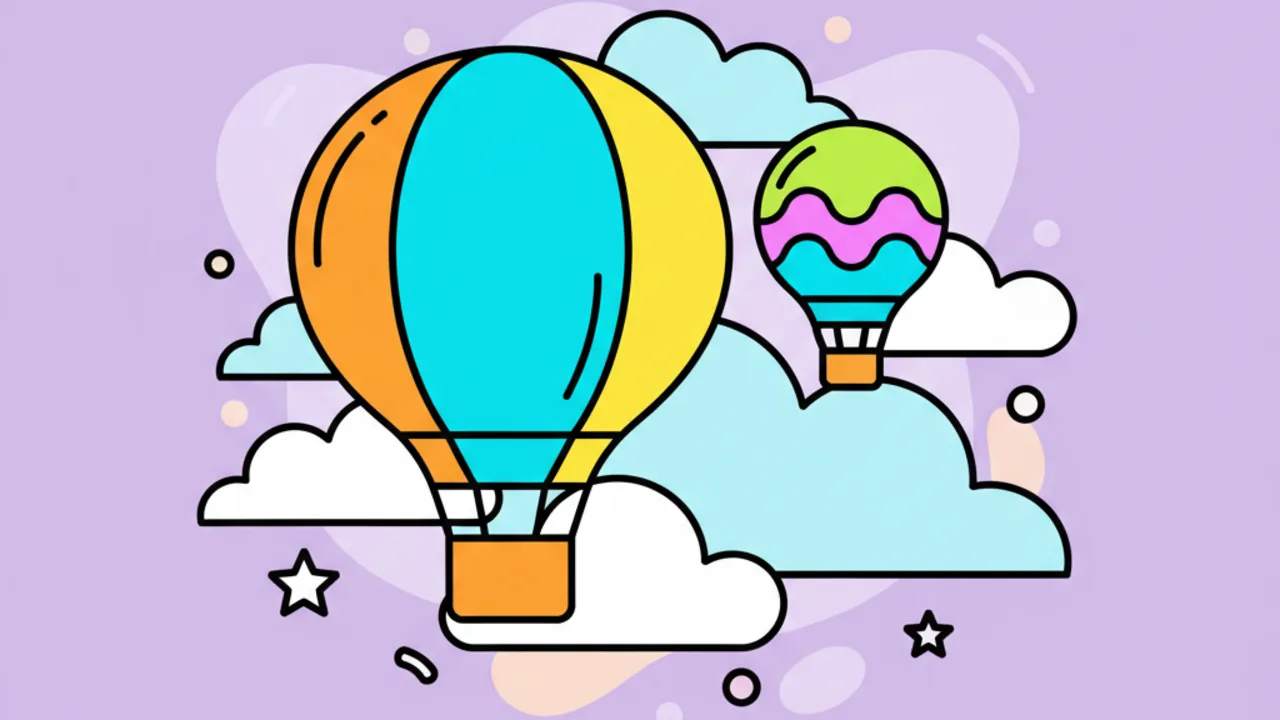 Desenhos de Balão e Céu para Colorir: Pinte a Aventura