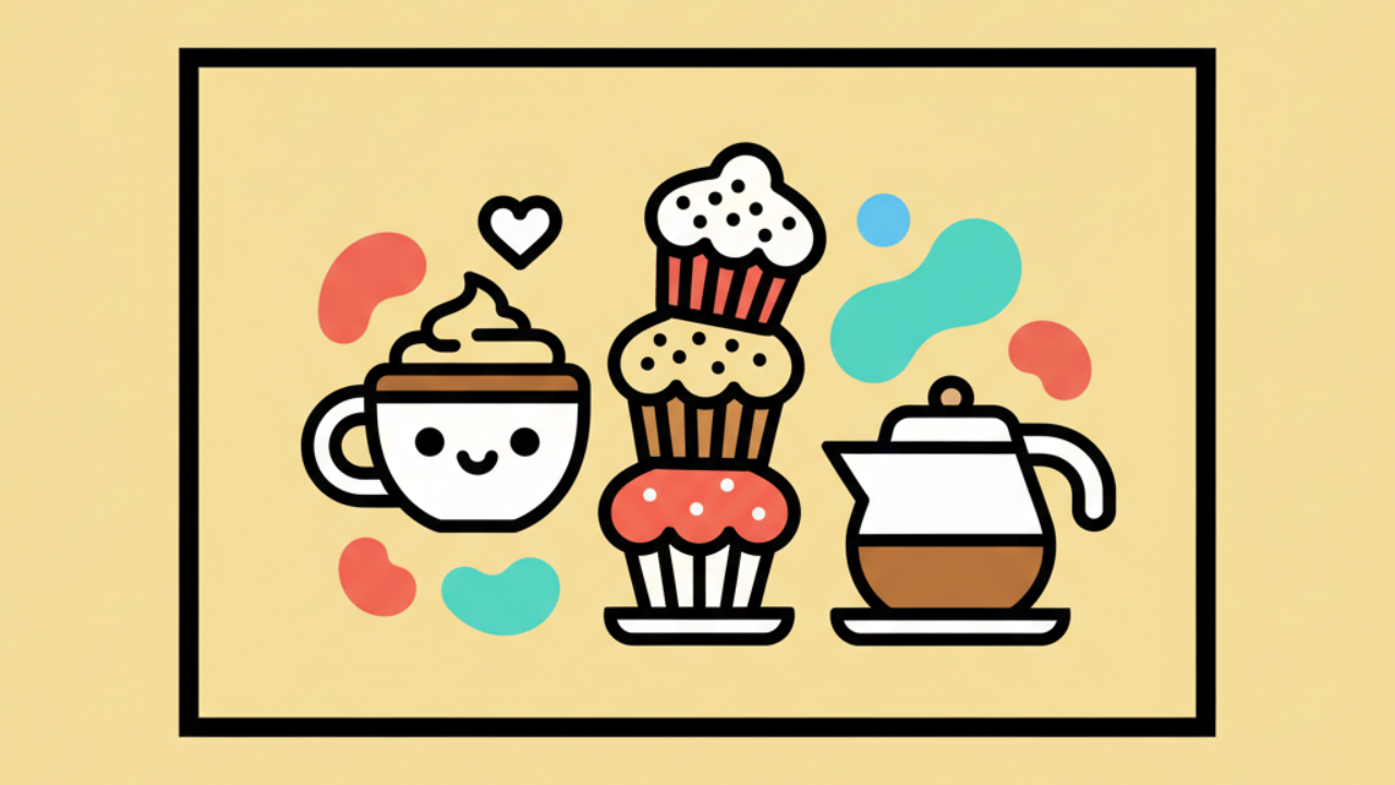 Desenhos Educativos de Doces e Cafés para Colorir