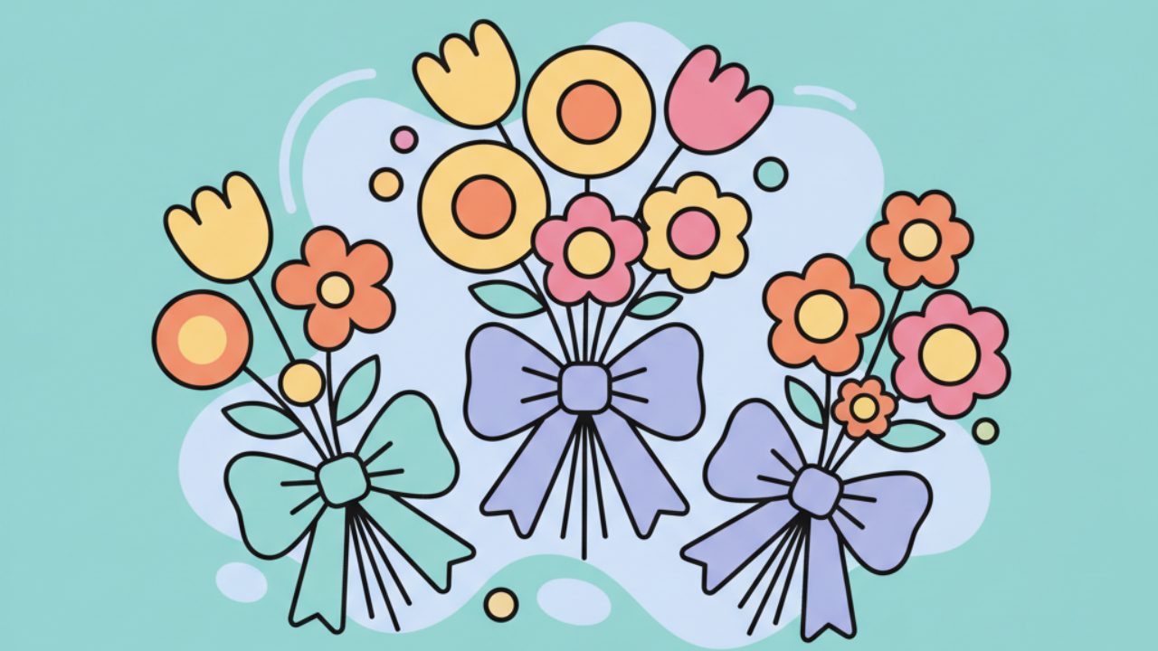 Desenhos de Buquês com Laços para Colorir em Outubro