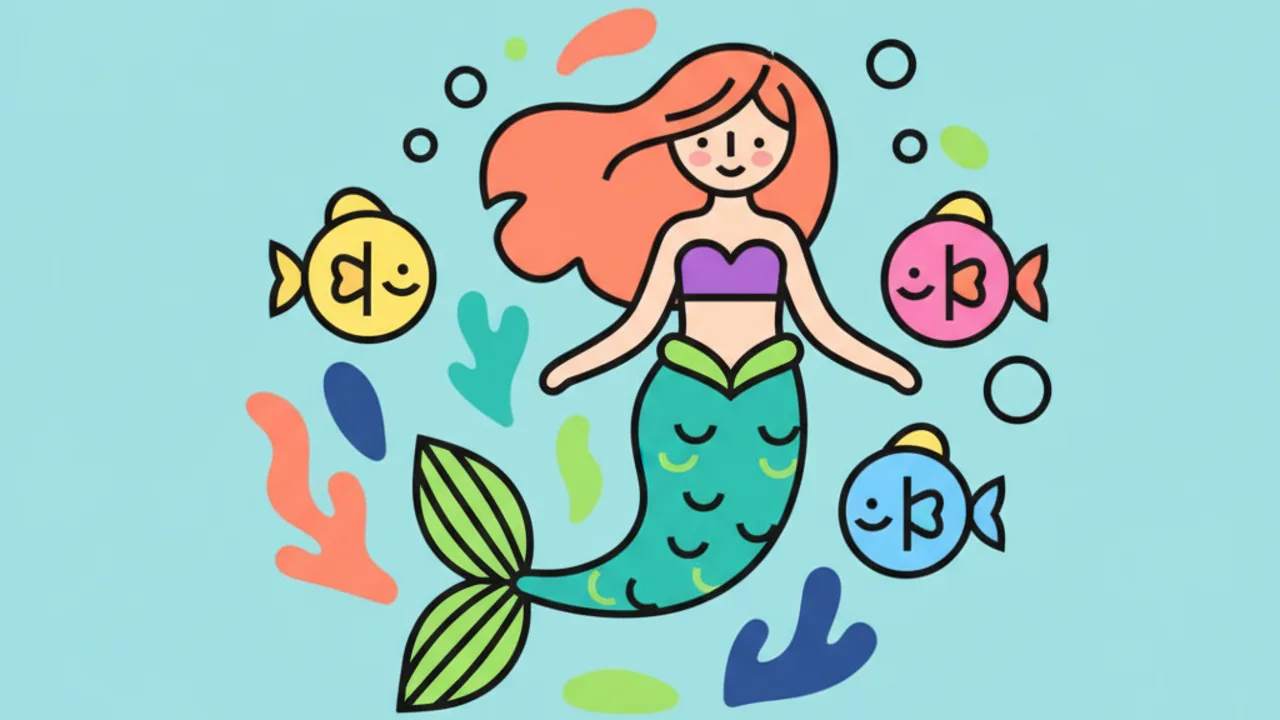 Desenhos de Sereias e Peixinhos Fofos para Pintar em Outubro