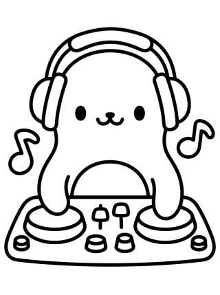 DJ Rantantan com Fones de Ouvido para colorir Desenho de DJ Rantantan com Fones de Ouvido para colorir e imprimir grátis