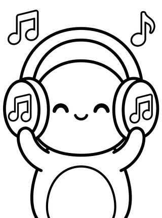 DJ Rantantan com Fones de Ouvido para colorir Desenho de DJ Rantantan com Fones de Ouvido para colorir e imprimir grátis