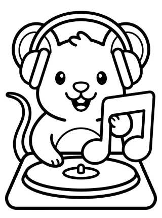 DJ Ratifato com seus Fones de Ouvido para colorir Desenho de DJ Ratifato com seus Fones de Ouvido para colorir e imprimir grátis