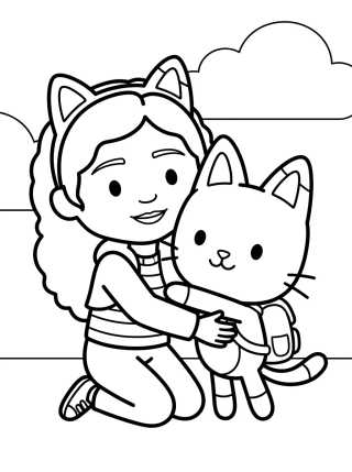 Gabby e Pandy Gato Abraçados para colorir Desenho de Gabby e Pandy Gato Abraçados para colorir e imprimir grátis
