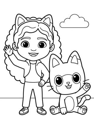 Gabby e Pandy Gato Sorrindo para colorir Desenho de Gabby e Pandy Gato Sorrindo para colorir e imprimir grátis