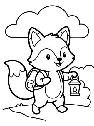 Raposinha Exploradora com Lanterna para colorir Desenho de Raposinha Exploradora com Lanterna para colorir e imprimir grátis