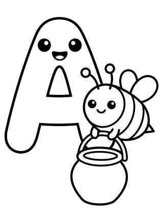 Coleção de desenhos para colorir: Alfabeto Kawaii para Colorir