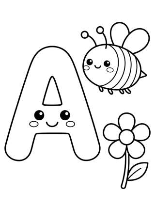 Coleção de desenhos para colorir: Alfabeto Fofo para Colorir