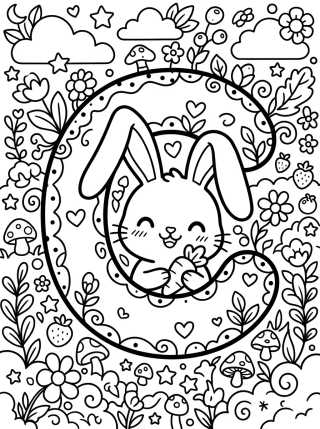 Letra C do Coelhinho Alegre para colorir Desenho de Letra C do Coelhinho Alegre para colorir e imprimir grátis