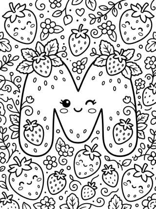 Letra M do Moranguinho Doce para colorir Desenho de Letra M do Moranguinho Doce para colorir e imprimir grátis