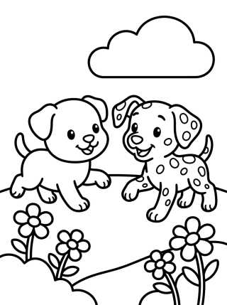 Bingo e Chloe Brincando para colorir Desenho de Bingo e Chloe Brincando para colorir e imprimir grátis