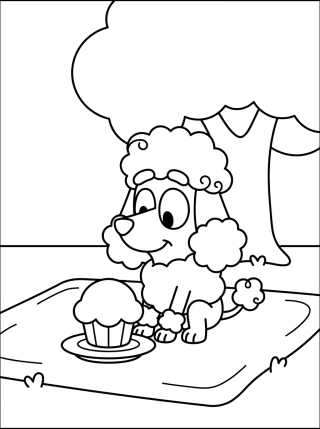 Coco a Poodle Rosa no Piquenique para colorir Desenho de Coco a Poodle Rosa no Piquenique para colorir e imprimir grátis