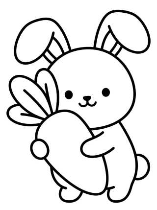 Coelhinho Fofo com Cenoura para colorir Desenho de Coelhinho Fofo com Cenoura para colorir e imprimir grátis