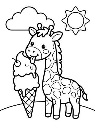 Girafinha Comendo Sorvete para colorir Desenho de Girafinha Comendo Sorvete para colorir e imprimir grátis