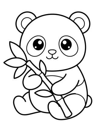 Panda Fofo com Bambu para colorir Desenho de Panda Fofo com Bambu para colorir e imprimir grátis