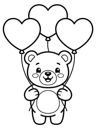 Ursinho Fofo Segurando Balões para colorir Desenho de Ursinho Fofo Segurando Balões para colorir e imprimir grátis