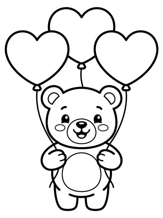 Ursinho Fofo Segurando Balões para colorir Desenho de Ursinho Fofo Segurando Balões para colorir e imprimir grátis
