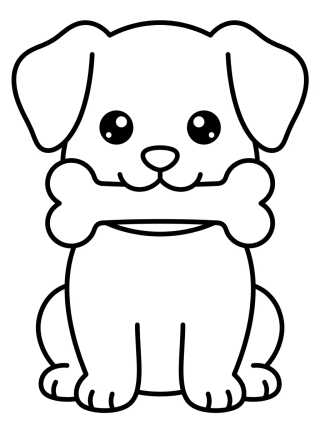 Cachorrinho Carinhoso com Osso para colorir Desenho de Cachorrinho Carinhoso com Osso para colorir e imprimir grátis