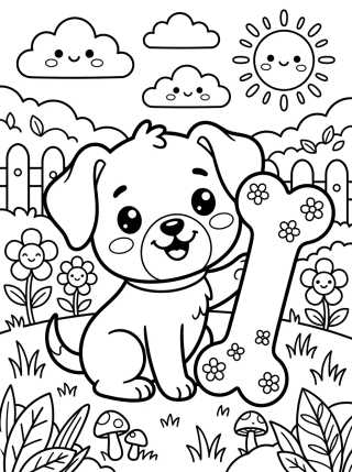 Cachorrinho Feliz com Osso para colorir Desenho de Cachorrinho Feliz com Osso para colorir e imprimir grátis