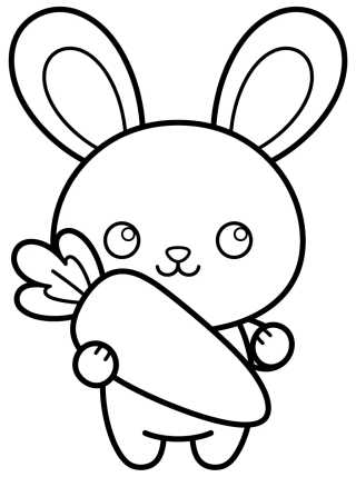 Coelhinho Fofo Segurando Cenoura para colorir Desenho de Coelhinho Fofo Segurando Cenoura para colorir e imprimir grátis