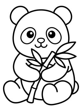 Ursinho Panda Comendo Bambu para colorir Desenho de Ursinho Panda Comendo Bambu para colorir e imprimir grátis