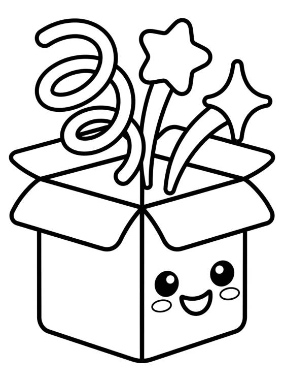 Caixa de Presente Surpresa Kawaii para colorir Desenho de Caixa de Presente Surpresa Kawaii para colorir e imprimir grátis
