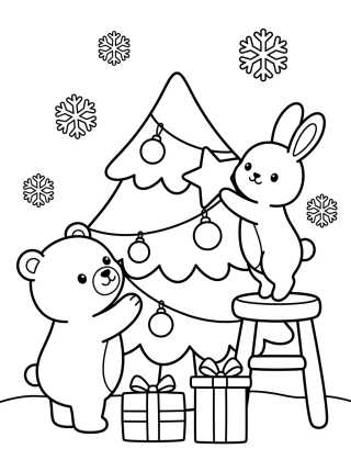 Árvore de Natal com Animais da Floresta para colorir Desenho de Árvore de Natal com Animais da Floresta para colorir e imprimir grátis