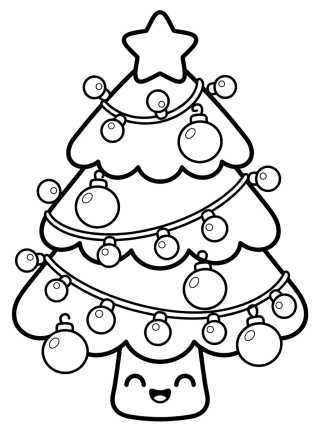 Árvore de Natal Decorada com Pisca-Pisca para colorir Desenho de Árvore de Natal Decorada com Pisca-Pisca para colorir e imprimir grátis