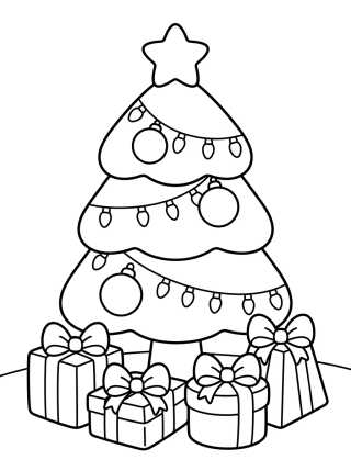 Árvore de Natal Fácil com Presentes para colorir Desenho de Árvore de Natal Fácil com Presentes para colorir e imprimir grátis