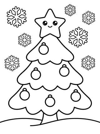 Árvore de Natal Simples com Neve para colorir Desenho de Árvore de Natal Simples com Neve para colorir e imprimir grátis