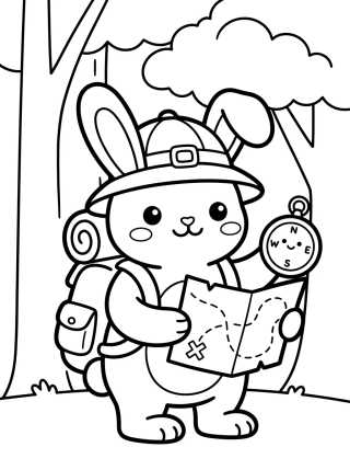 Coelhinho Explorador com Mapa para colorir Desenho de Coelhinho Explorador com Mapa para colorir e imprimir grátis