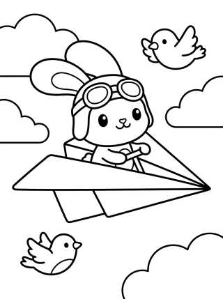 Coelhinho no Avião para colorir Desenho de Coelhinho no Avião para colorir e imprimir grátis