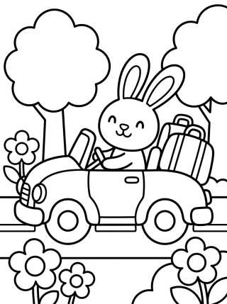 Coelhinho no Carro de Viagem para colorir Desenho de Coelhinho no Carro de Viagem para colorir e imprimir grátis