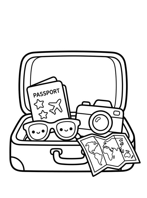 Mala de Viagem Mágica para colorir Desenho de Mala de Viagem Mágica para colorir e imprimir grátis