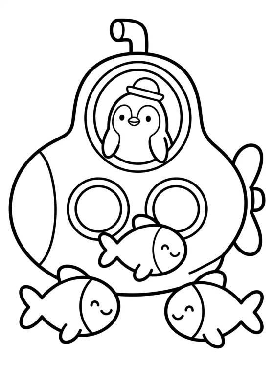 Pinguim Explorador de Submarino para colorir Desenho de Pinguim Explorador de Submarino para colorir e imprimir grátis
