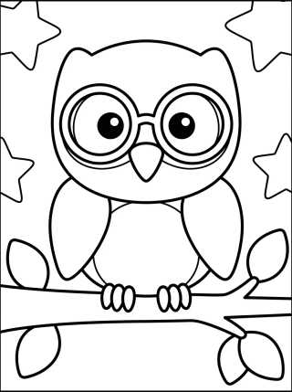 Coruja Fofa de Óculos para colorir Desenho de Coruja Fofa de Óculos para colorir e imprimir grátis