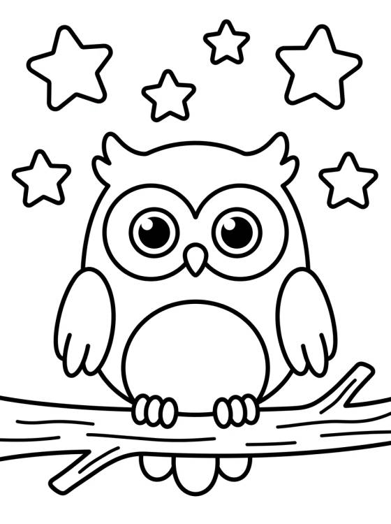 Corujinha Kawaii com Estrelas para colorir Desenho de Corujinha Kawaii com Estrelas para colorir e imprimir grátis