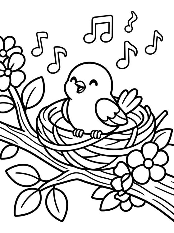 Passarinho no Ninho para colorir Desenho de Passarinho no Ninho para colorir e imprimir grátis