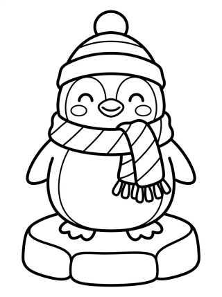 Pinguim de Cachecol para colorir Desenho de Pinguim de Cachecol para colorir e imprimir grátis