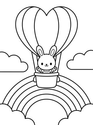 Coelhinho no Balão de Coração para colorir Desenho de Coelhinho no Balão de Coração para colorir e imprimir grátis