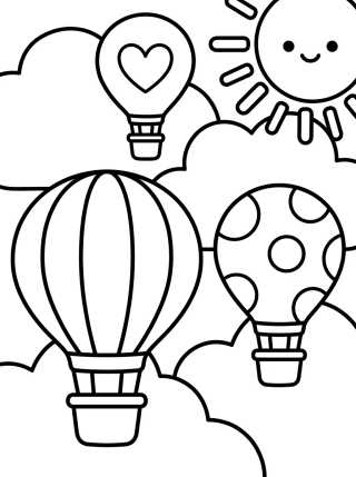 Festival de Balões nas Nuvens para colorir Desenho de Festival de Balões nas Nuvens para colorir e imprimir grátis