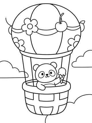 Pandinha Viajante no Balão para colorir Desenho de Pandinha Viajante no Balão para colorir e imprimir grátis